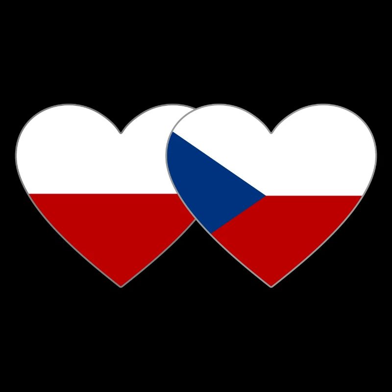 Pologne République tchèque Drapeau Coeur