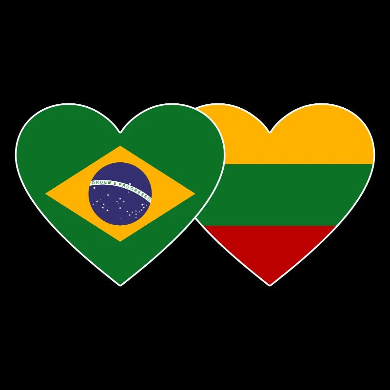 Brésil Lituanie Drapeau Coeur