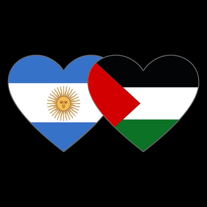 Drapeau de la Palestine de l’Argentine coeur utilisé