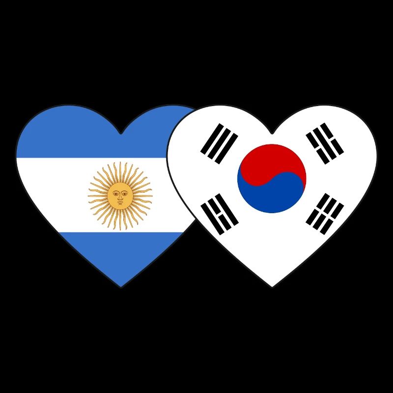 Argentine Corée du Sud Drapeau Coeur
