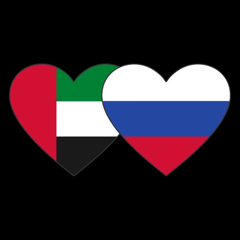 Émirats arabes unis Russie Drapeau Coeur