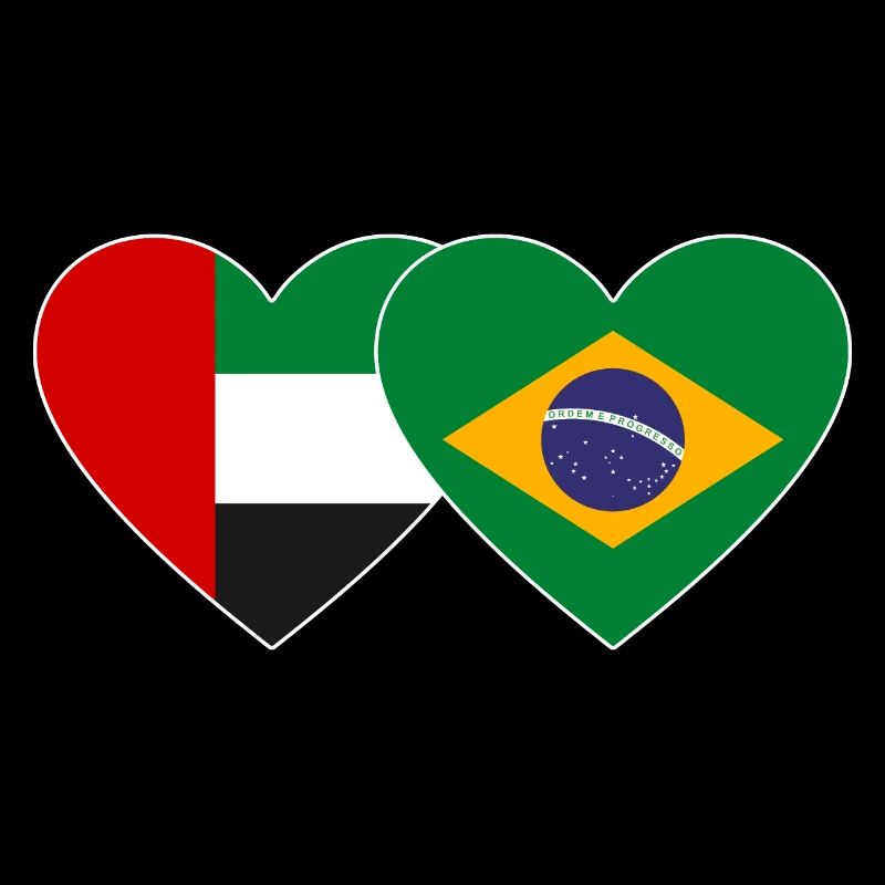 Émirats arabes unis Brésil Drapeau Coeur