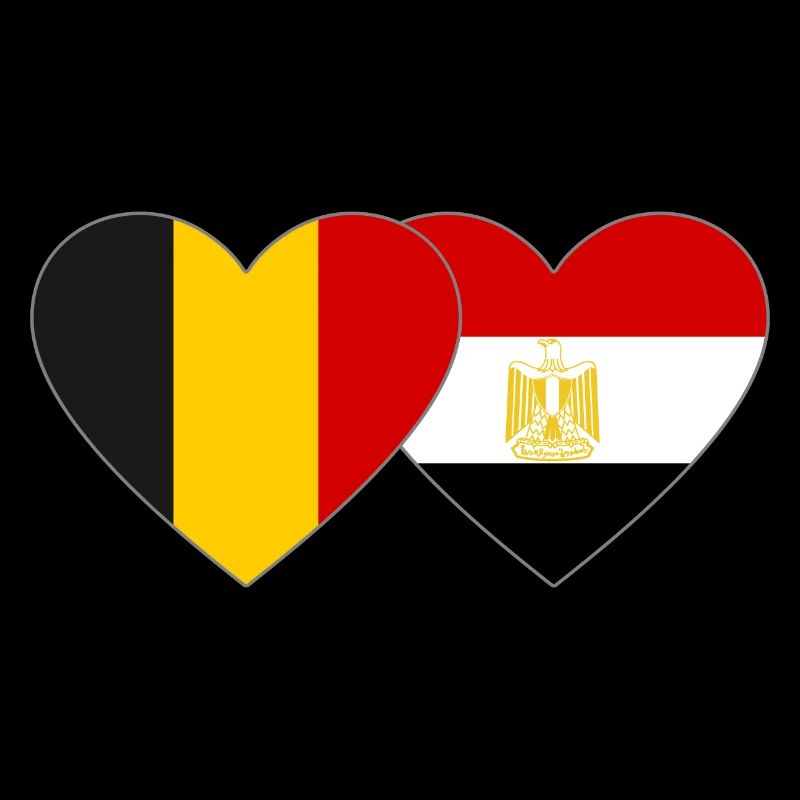 Belgique Égypte Drapeau Mains Coeur Forme