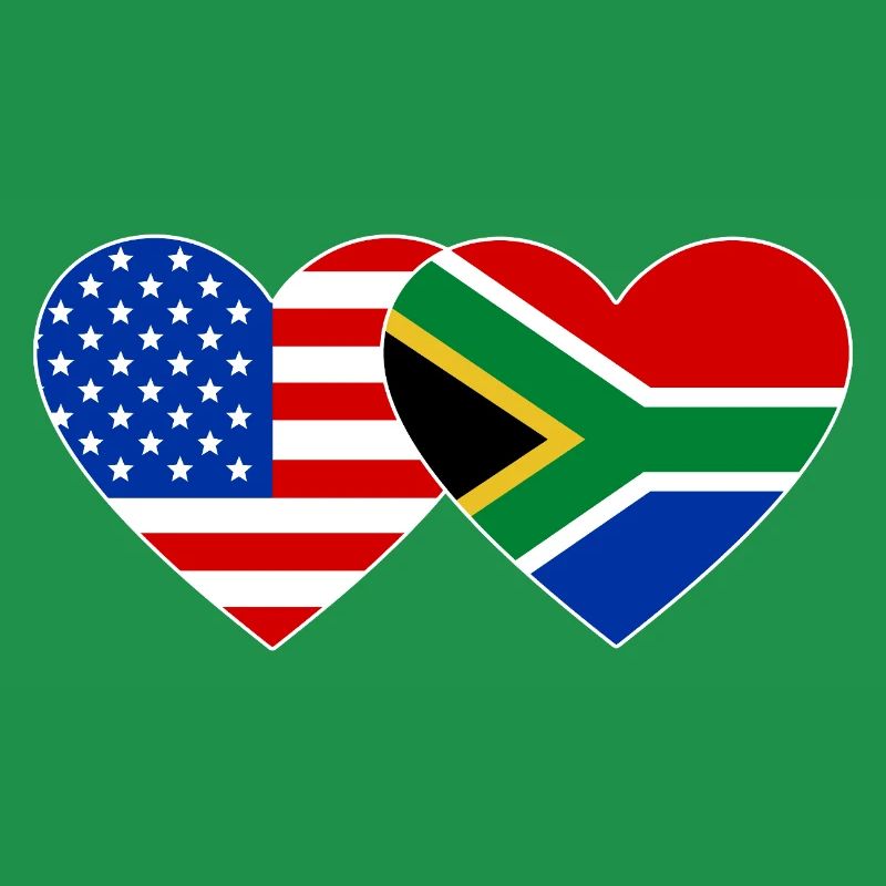 États-Unis, Afrique du Sud, drapeau, forme de coeur