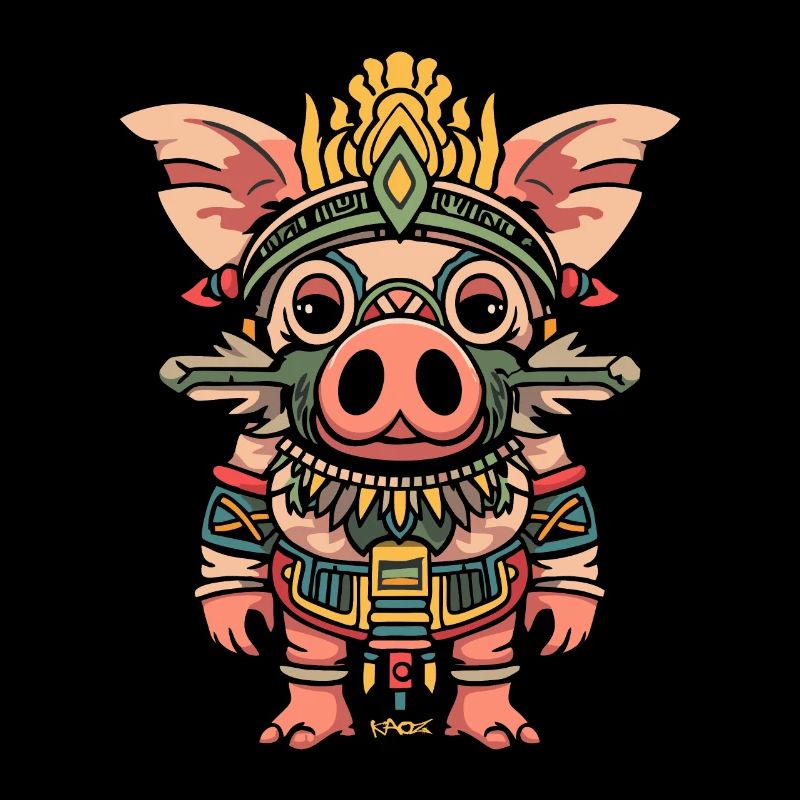 Funny Cute Mayan Aztec Pig