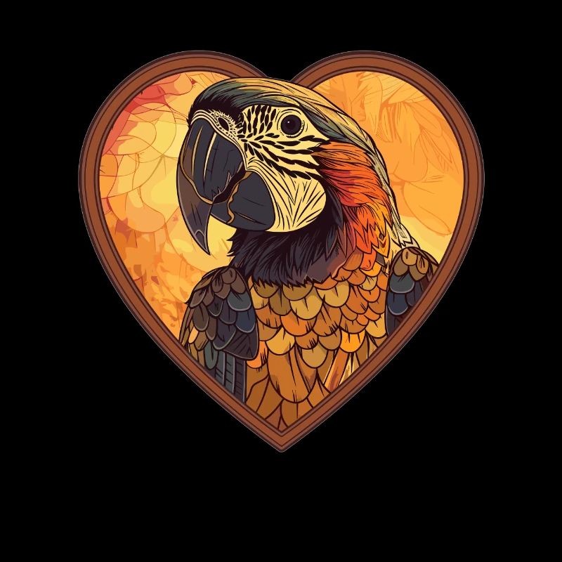 Parrot in heart frame