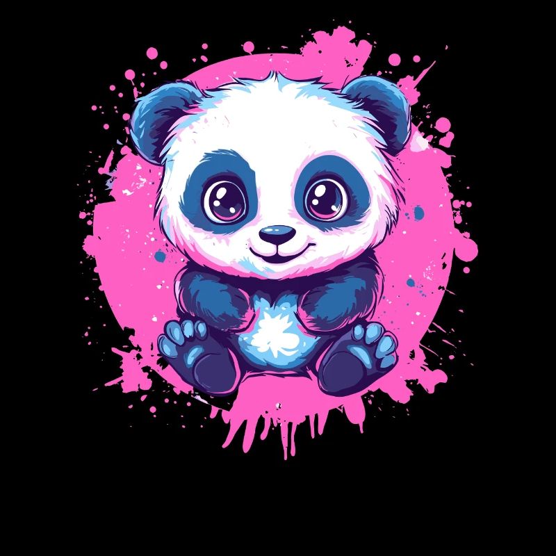 Cute panda on pink