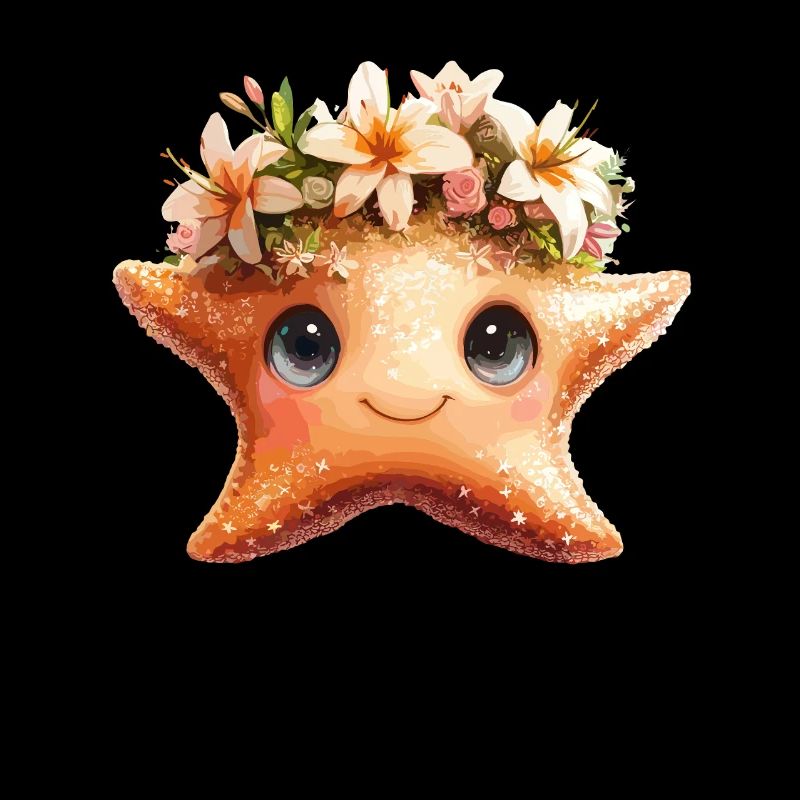 Étoile de mer avec couronne de fleurs