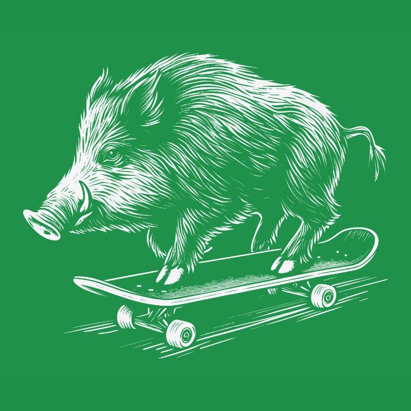 Wild boar on skateboard