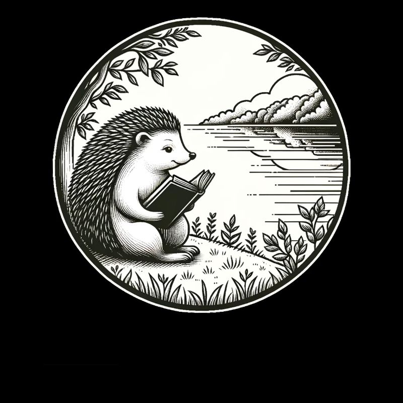 Igel Wildnis Buch Lesend Seelandschaft
