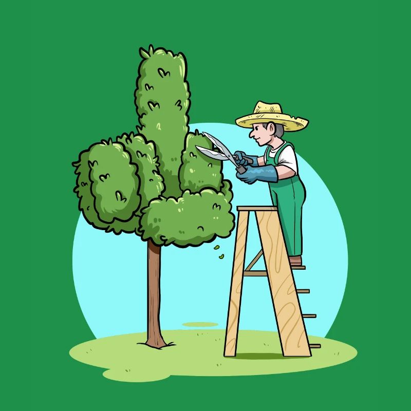 Gartengärtner Schnitthecke Mittelfinger Gartenarbeit