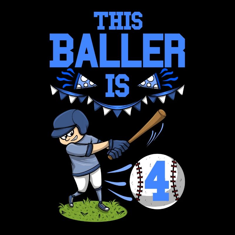 Baseball Player This Baller Is 4 Birthday Baseball