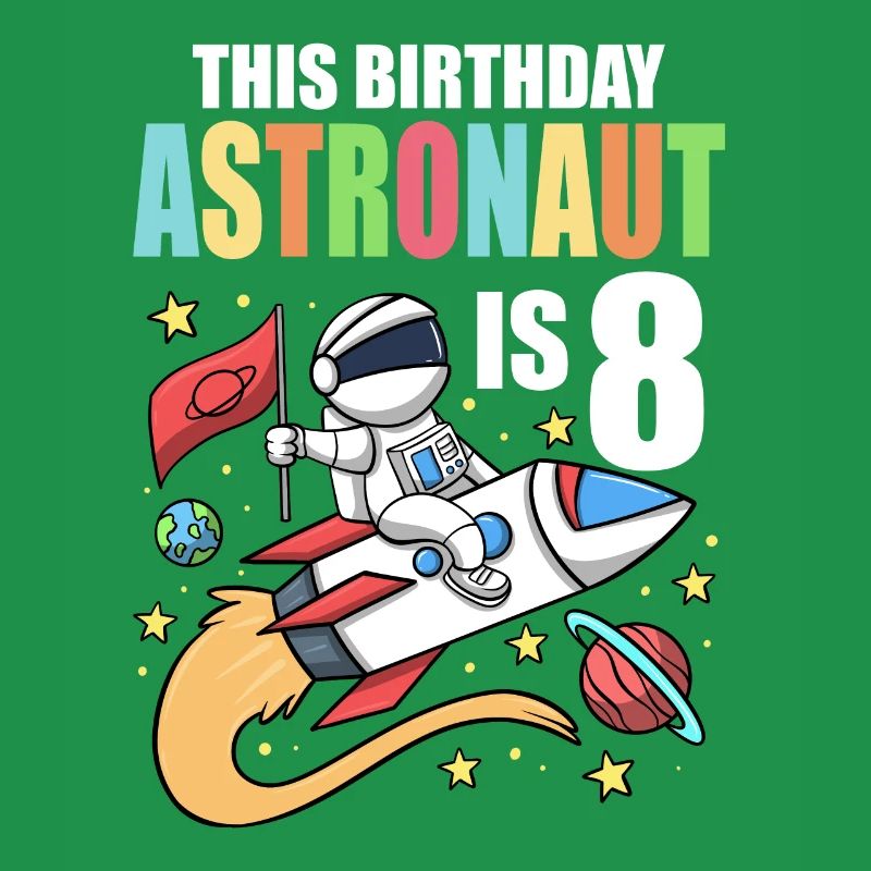 Space Birthday 8 Astronaut Planets Rocket Ship