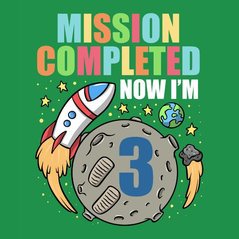 Space Birthday 3 Astronaut Planets Rocket Ship