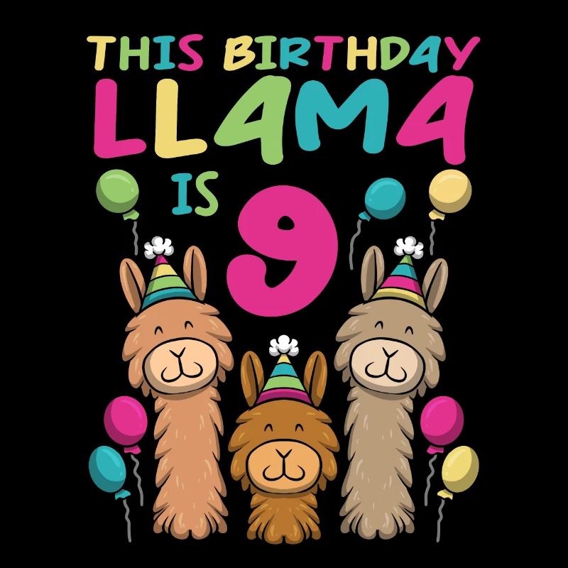 Lama Geburtstag 9. Geburtstag Party Alpaka Mädchen