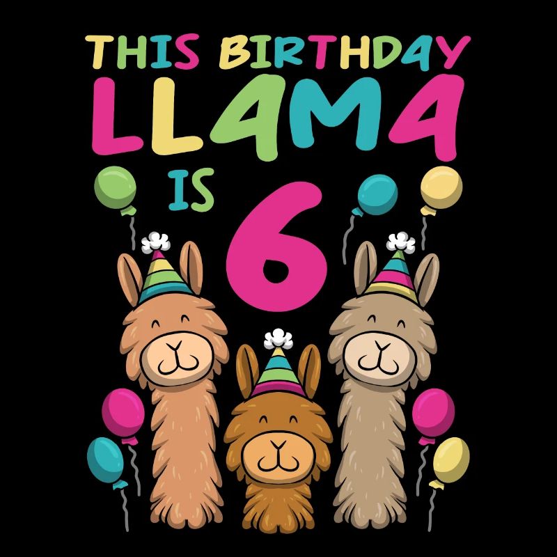 Lama Geburtstag 6. Geburtstag Party Alpaka Mädchen
