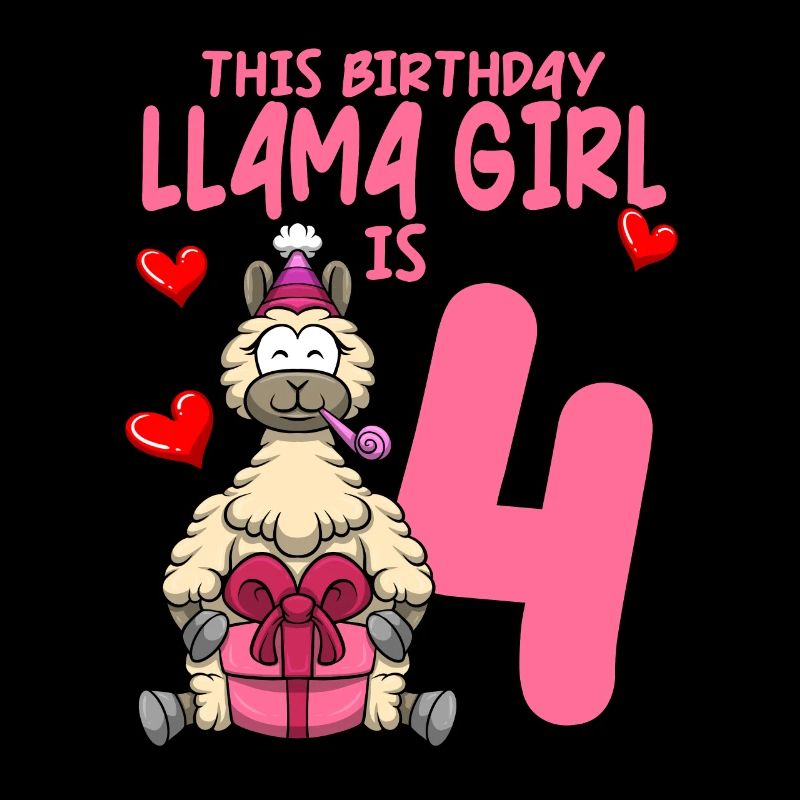 Lama Geburtstag 4. Geburtstag Party Alpaka Mädchen