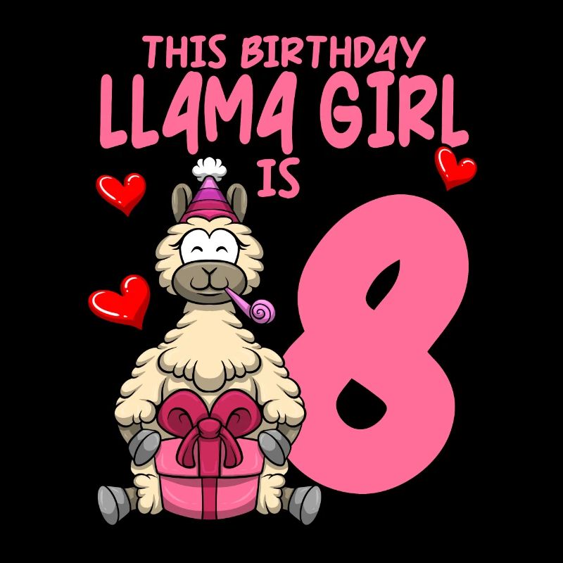 Lama Geburtstag 8. Geburtstag Party Alpaka Mädchen