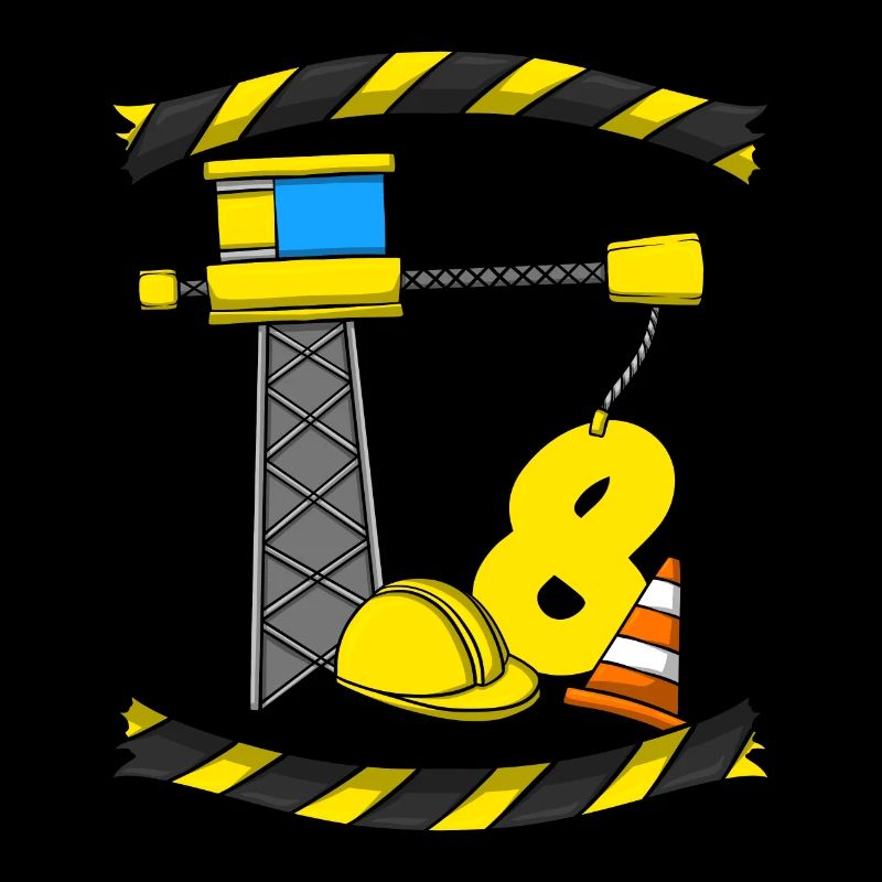Construction Birthday Crane Worker 8th Birthday