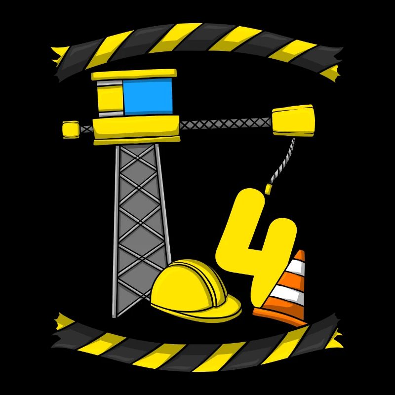 Construction Birthday Crane Worker 4th Birthday