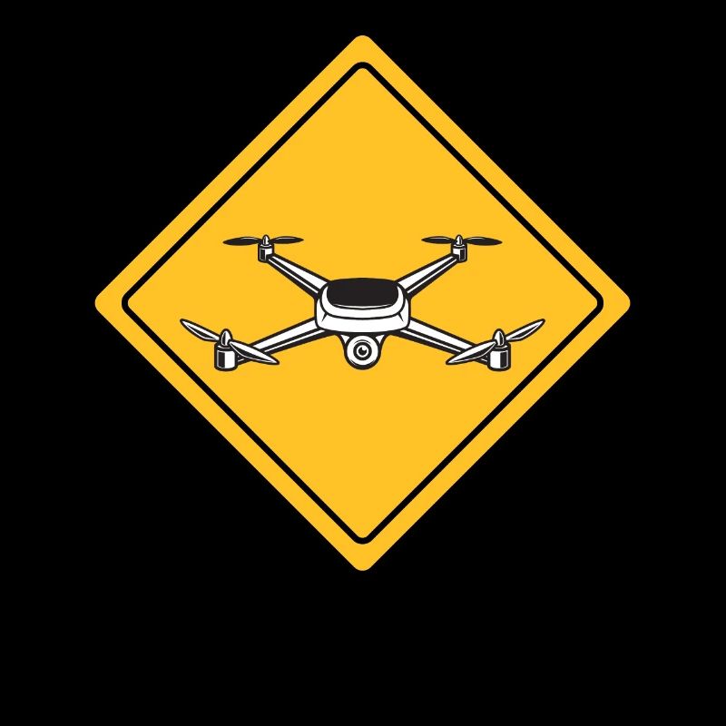 Drone with warning sign Drone flyer