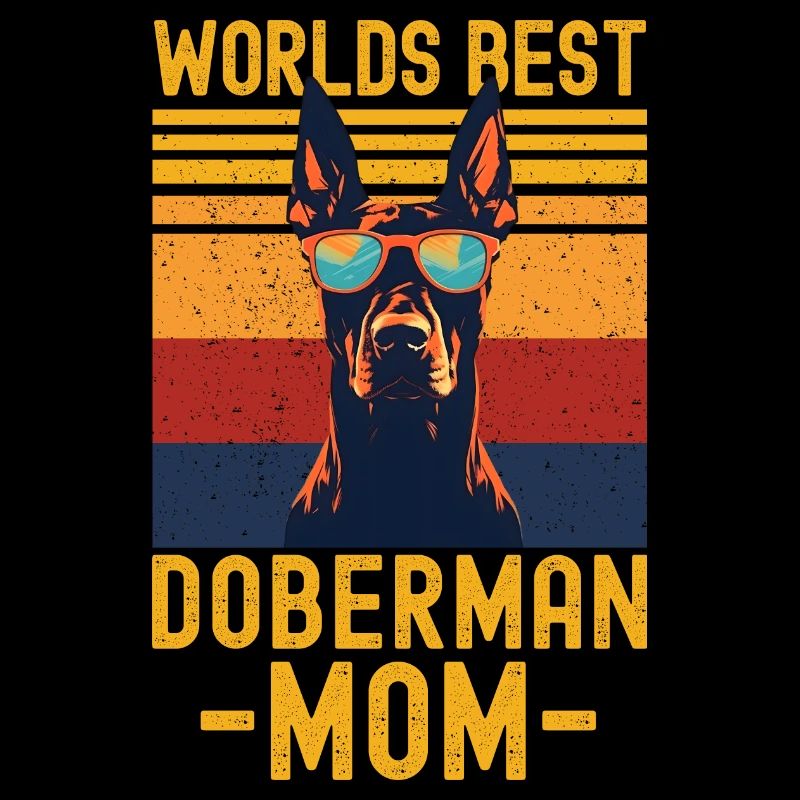Dobermann mit sonnenbrille retro