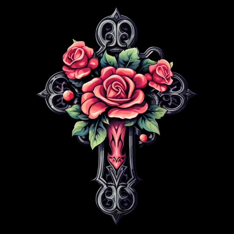 Gothic cross with roses