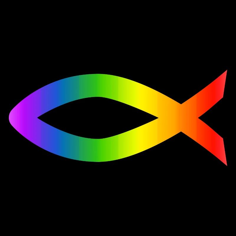 Ichthys Rainbow Christian Symbol Fish
