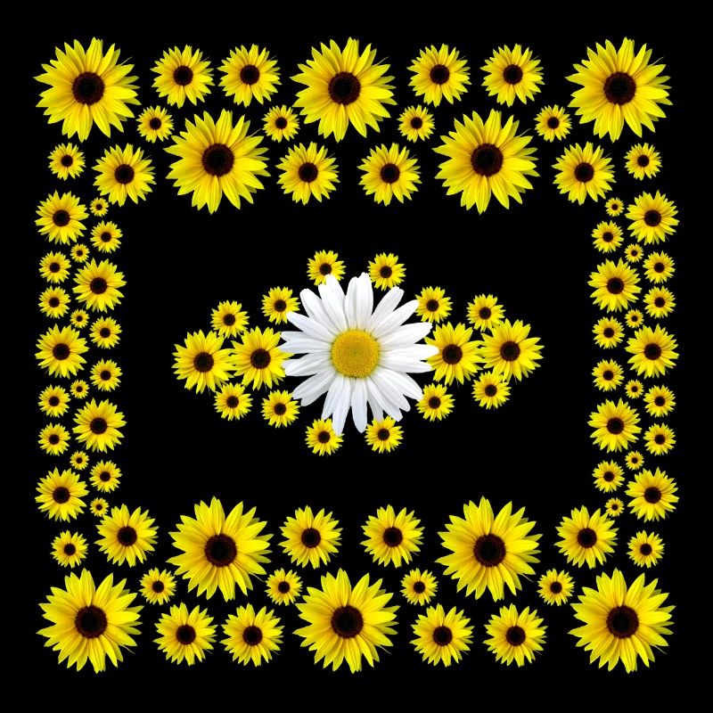 blooming sunflower blossoms with a daisy