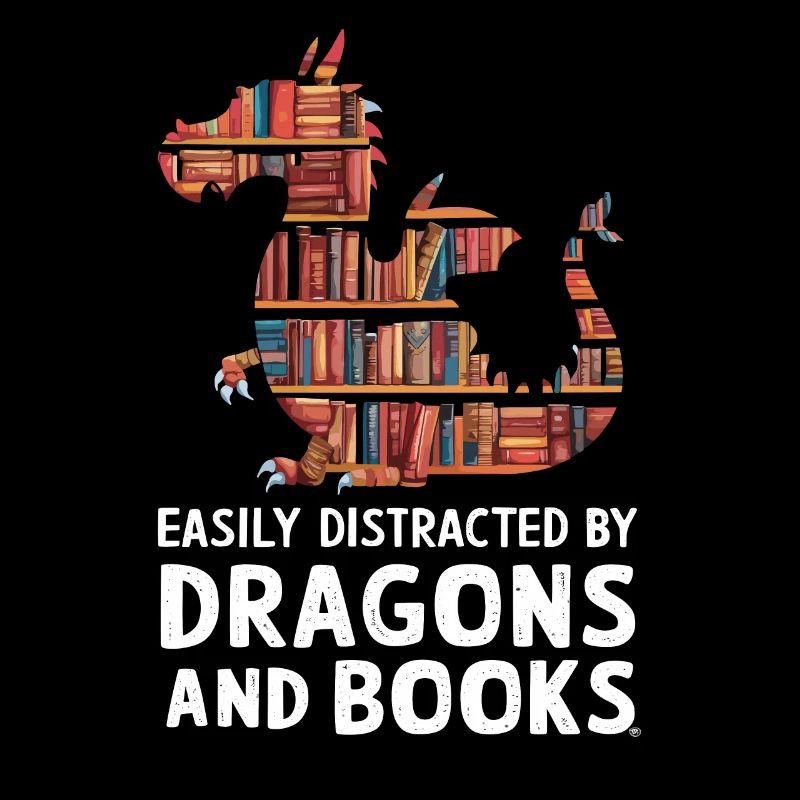 Fantasy Book Lover Dragon avec étagères