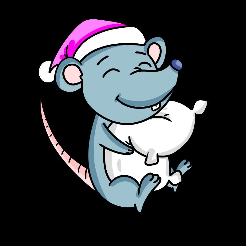 Souris avec oreiller et bonnet de couchage