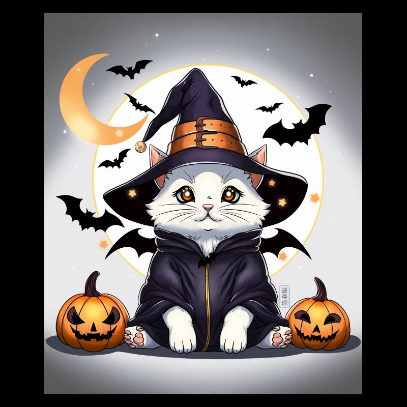 Niedliche Halloween-Neko-Hexe