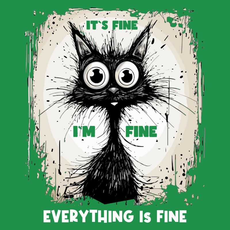 Katze Spruch It´s Fine I´m Fine Everything Is Fine