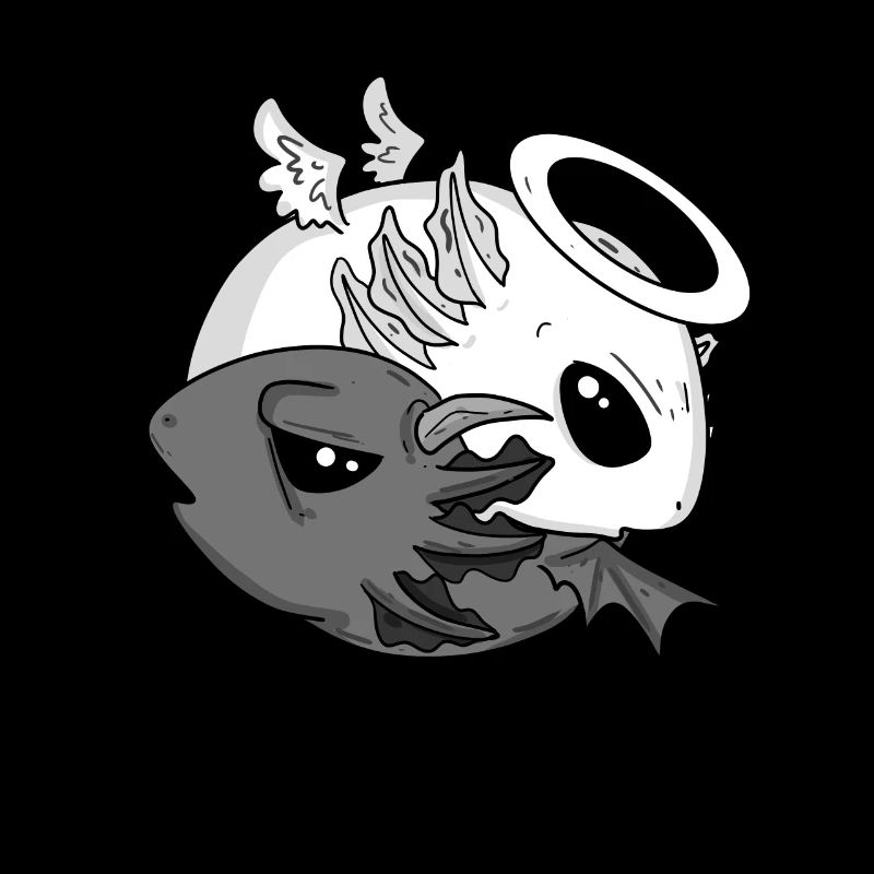 Yin Yang Axolotl Angel Devil