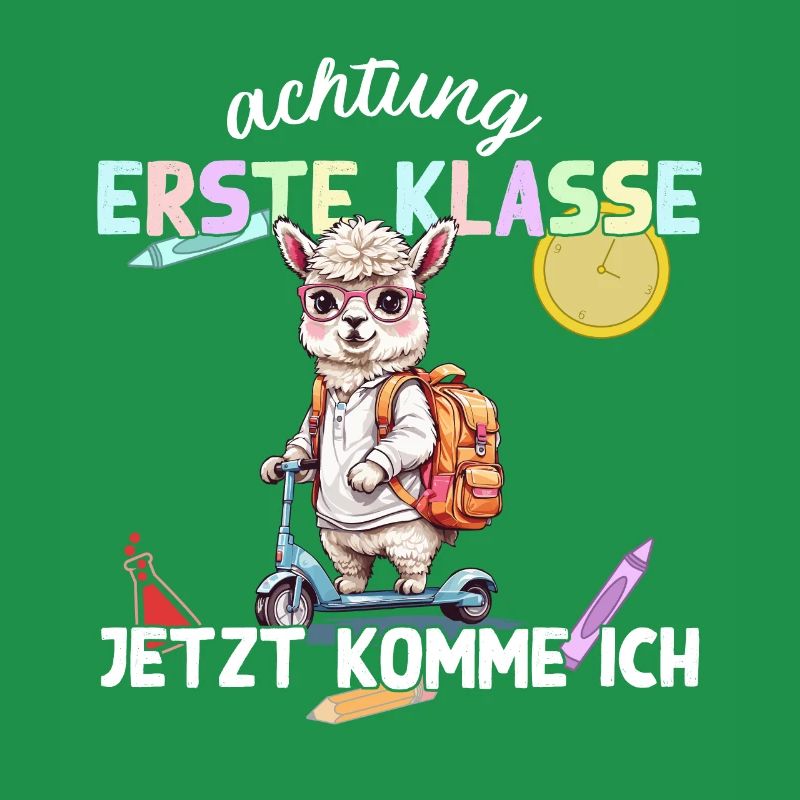 Alpaka Schulkind Roller Erste Klasse Einschulung