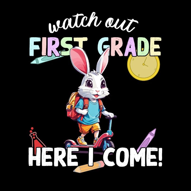 Schule Hase auf Roller lustiger Schulanfang Spruch