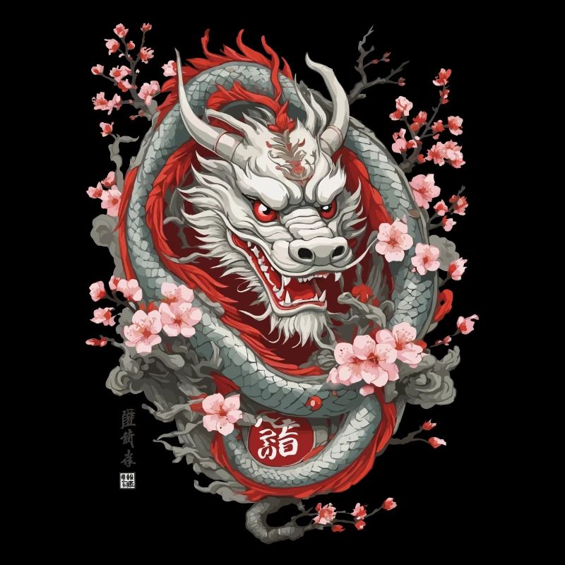 Conception esthétique de fleur de cerisier de Dragon japonais