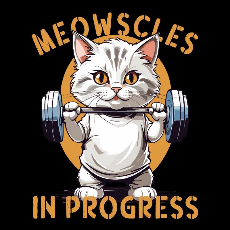 Meowscles in Progress lustiges Katzen Workout