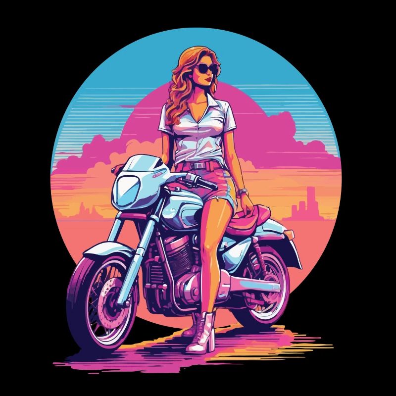 Design esthétique rétro Vaporwave Biker
