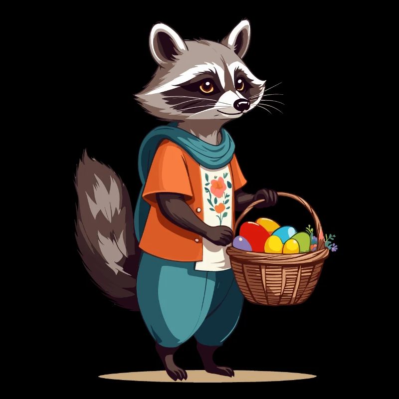 Funny Raccoon Easter Bunny Cute Easter Eggs