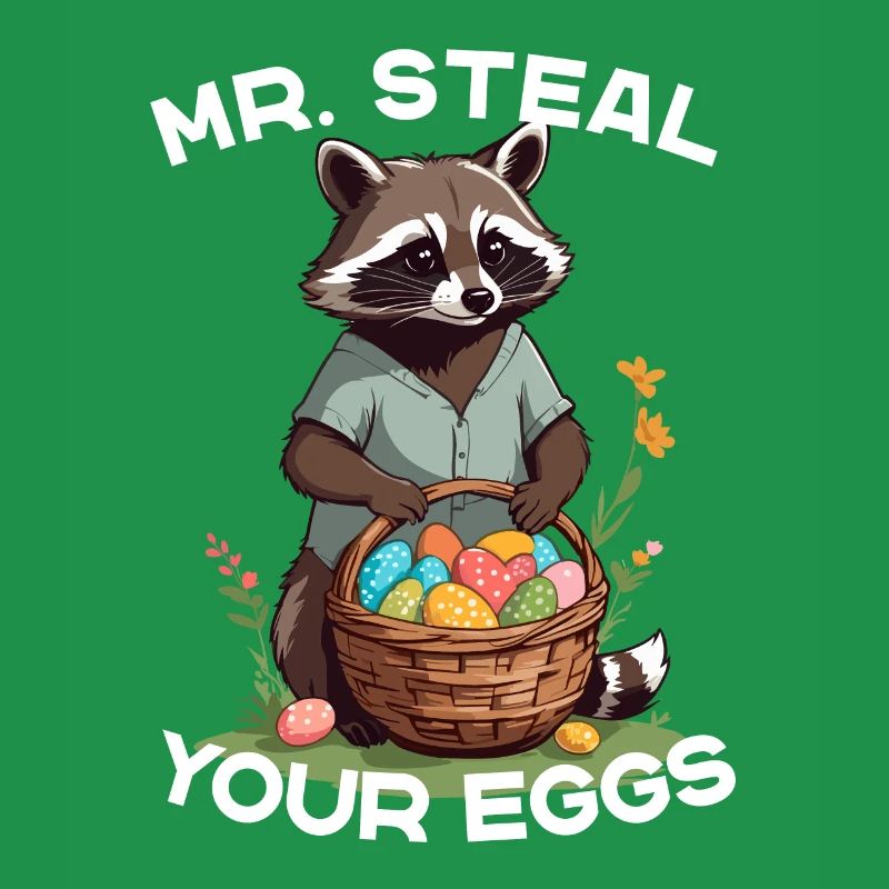 Funny Raccoon Eggs Thief Easter Saying