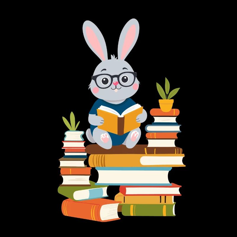 Reading bunny Enthusiastic book lover