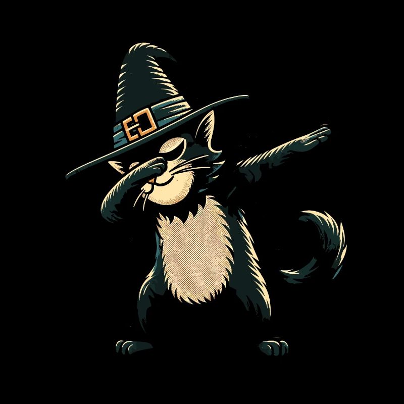 Dabbing Sorcières Chat Drôle Chat Amoureux