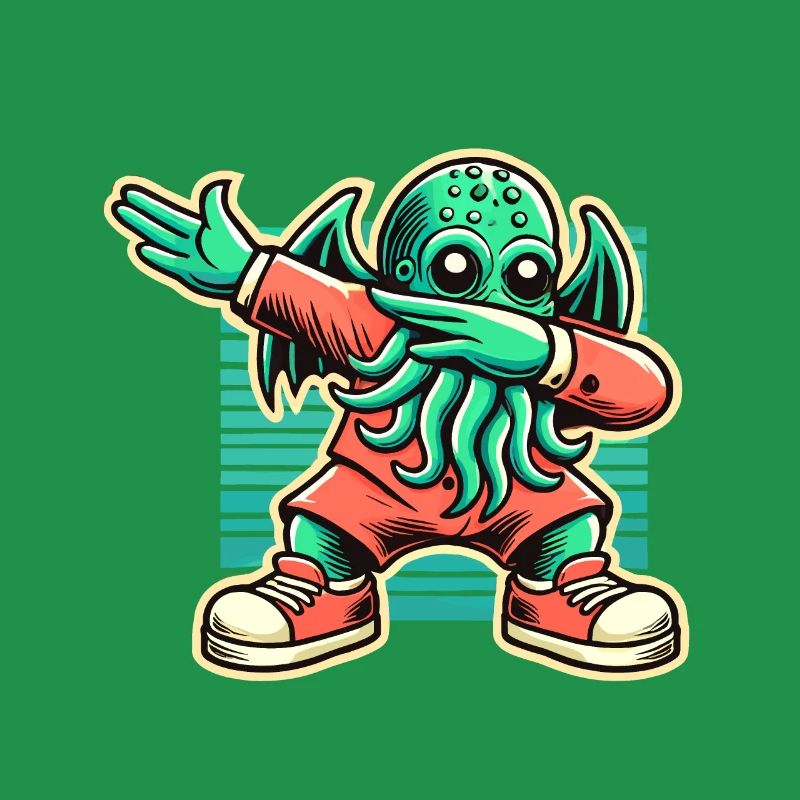Drôle Dabbing Cthulhu Créature avec des tentacules