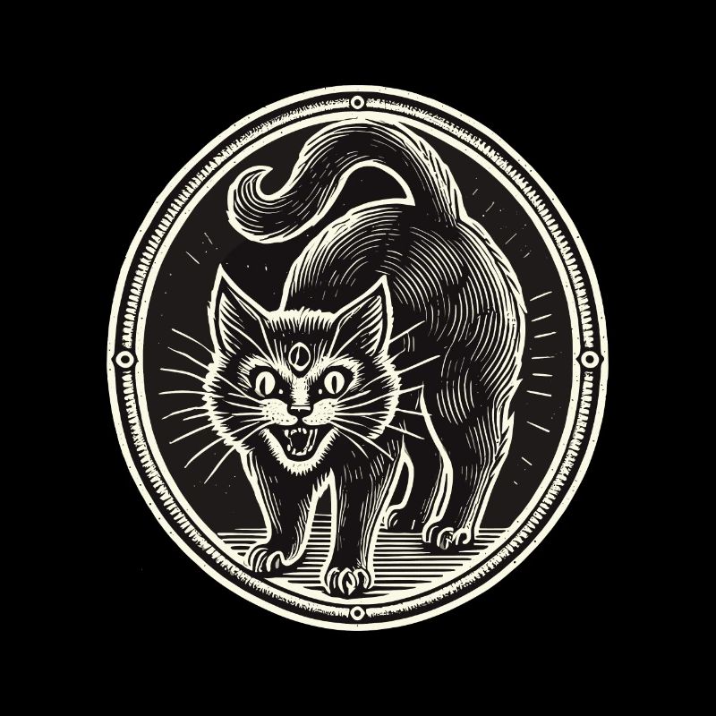 Chat Sorcier Noir Effrayant Mignon Halloween