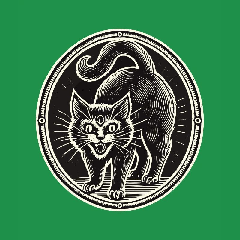 Chat Sorcier Noir Effrayant Mignon Halloween