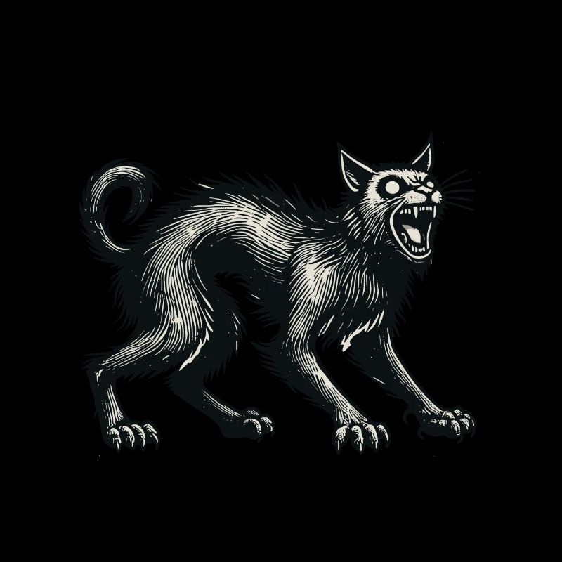 Gruselige Schwarze Hexenkatze Unheimliche Katze
