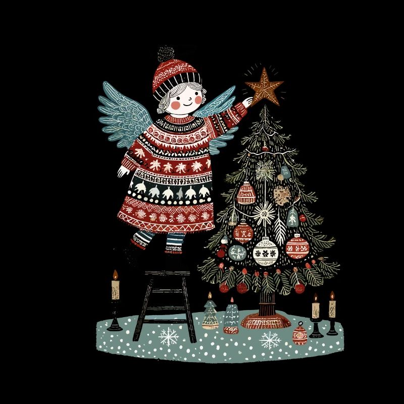 Ange de Noël scandinave avec arbre de Noël