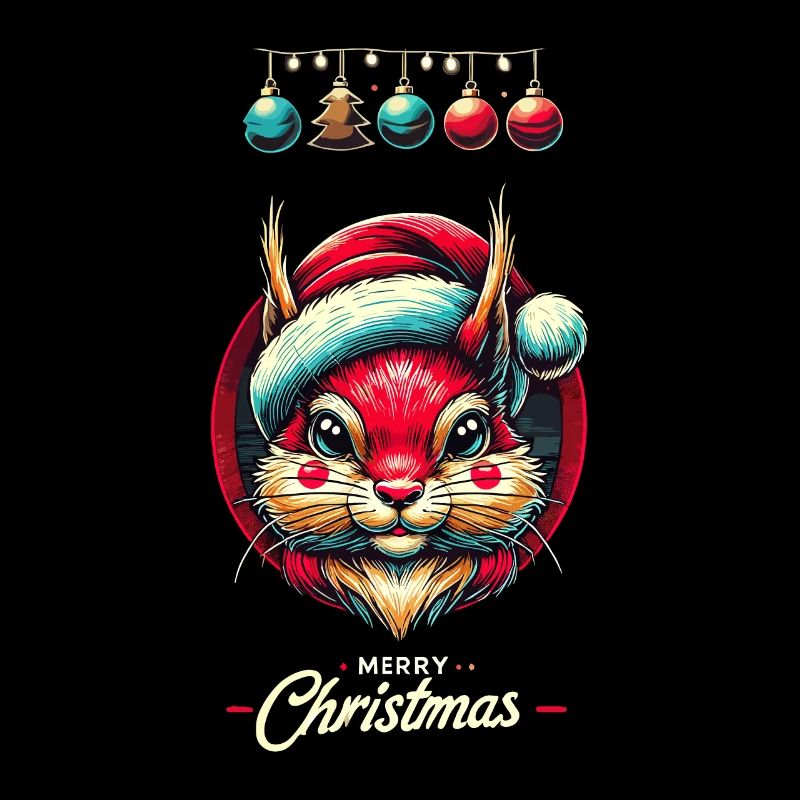 Merry Christmas Squirrel Motif