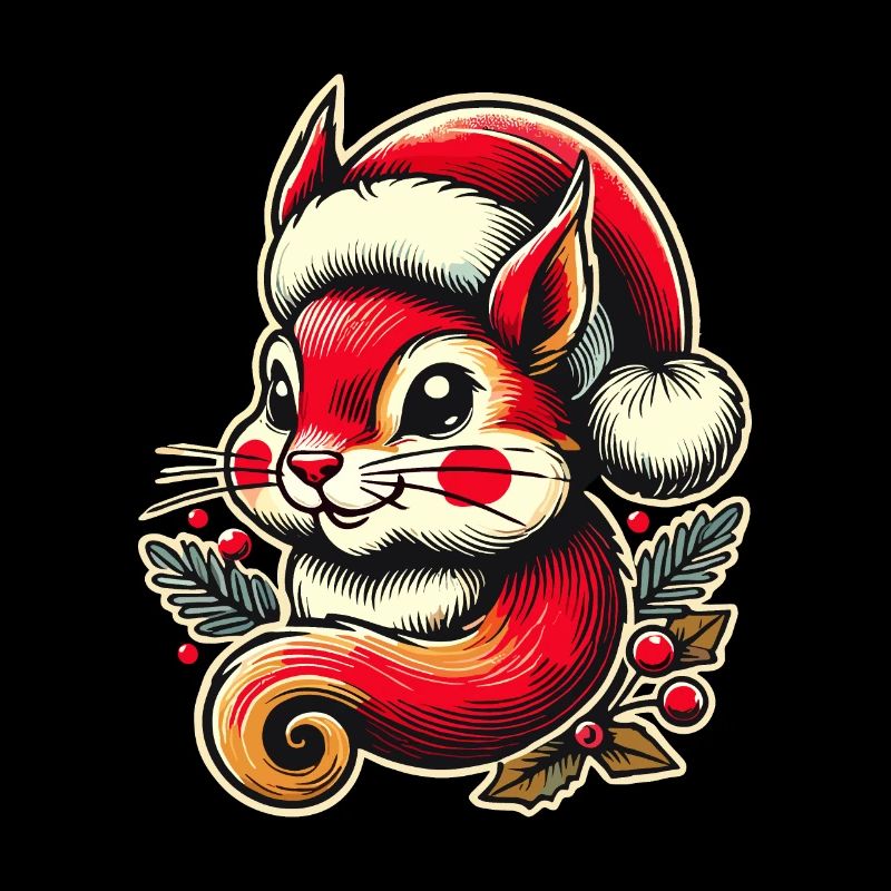 Joyeux Noël écureuil avec casquette